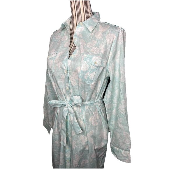 BROOKS BROTHERS REYN SPOONER Floral Hawaiian Shirt Dress Belted Size 12 - Picture 3 of 5